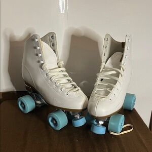 😄Cruze XR Roller Skate White roller derby blue wheels aluminum high top sleek
